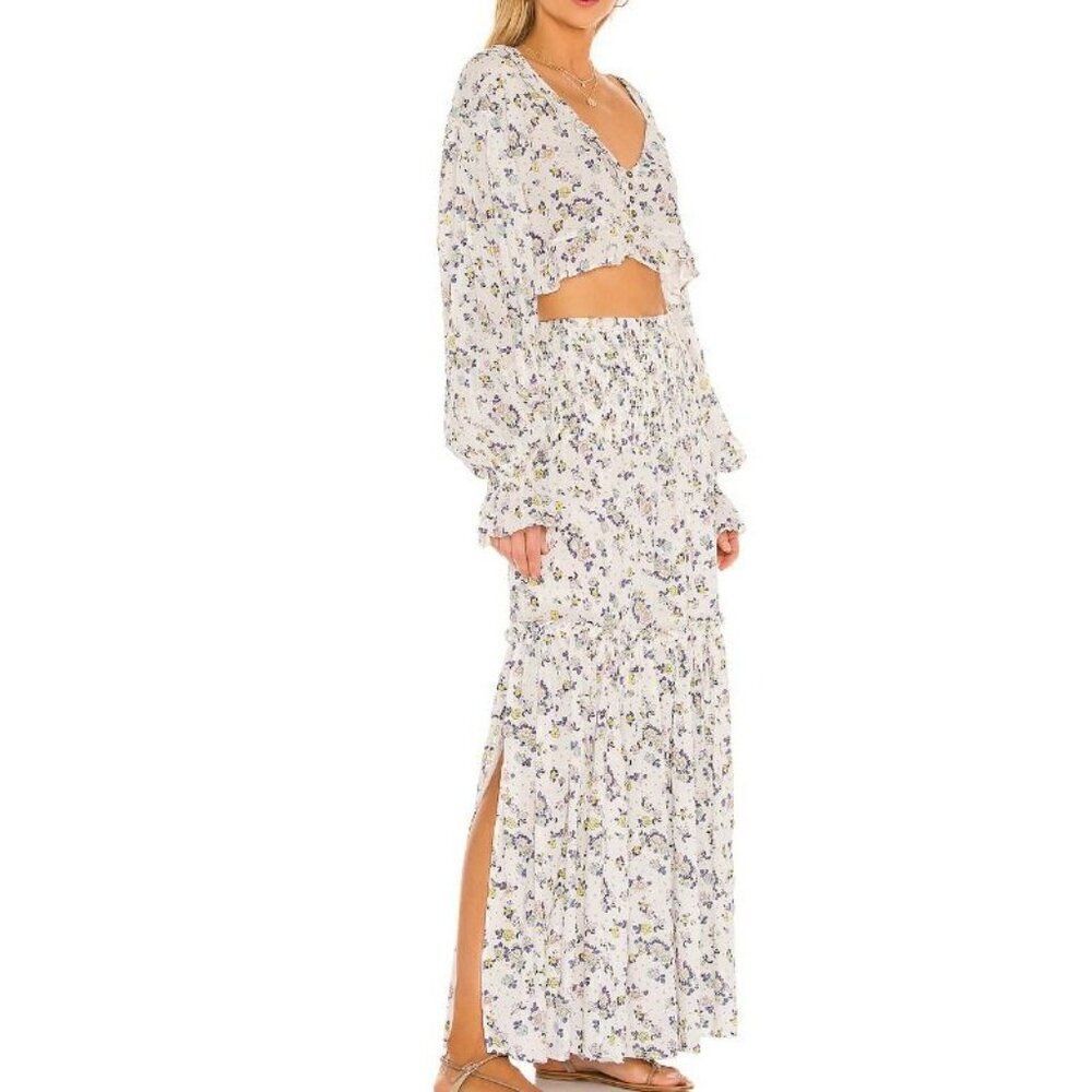 Free People Womens Secret Garden Maxi Skirt & Crop Top Set S Small Floral NWT